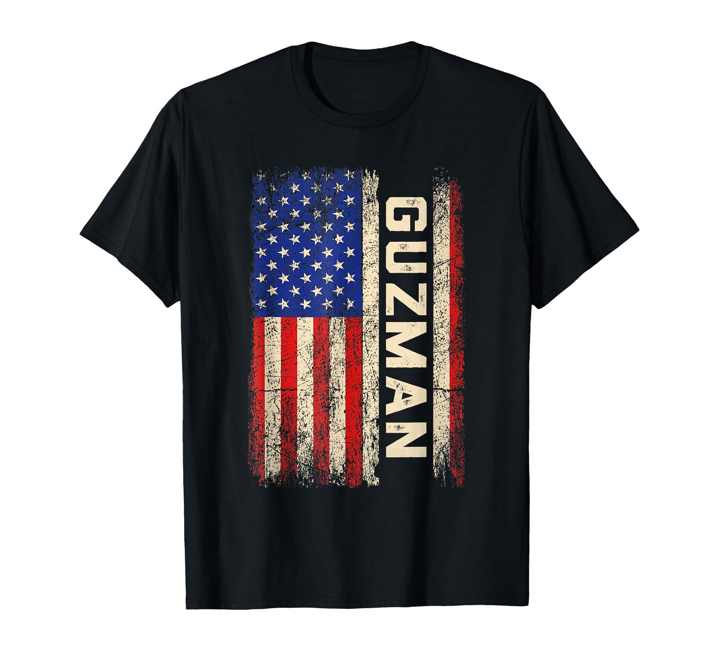 Guzman Last Name Shirt Guzman Name American Flag T-Shirt