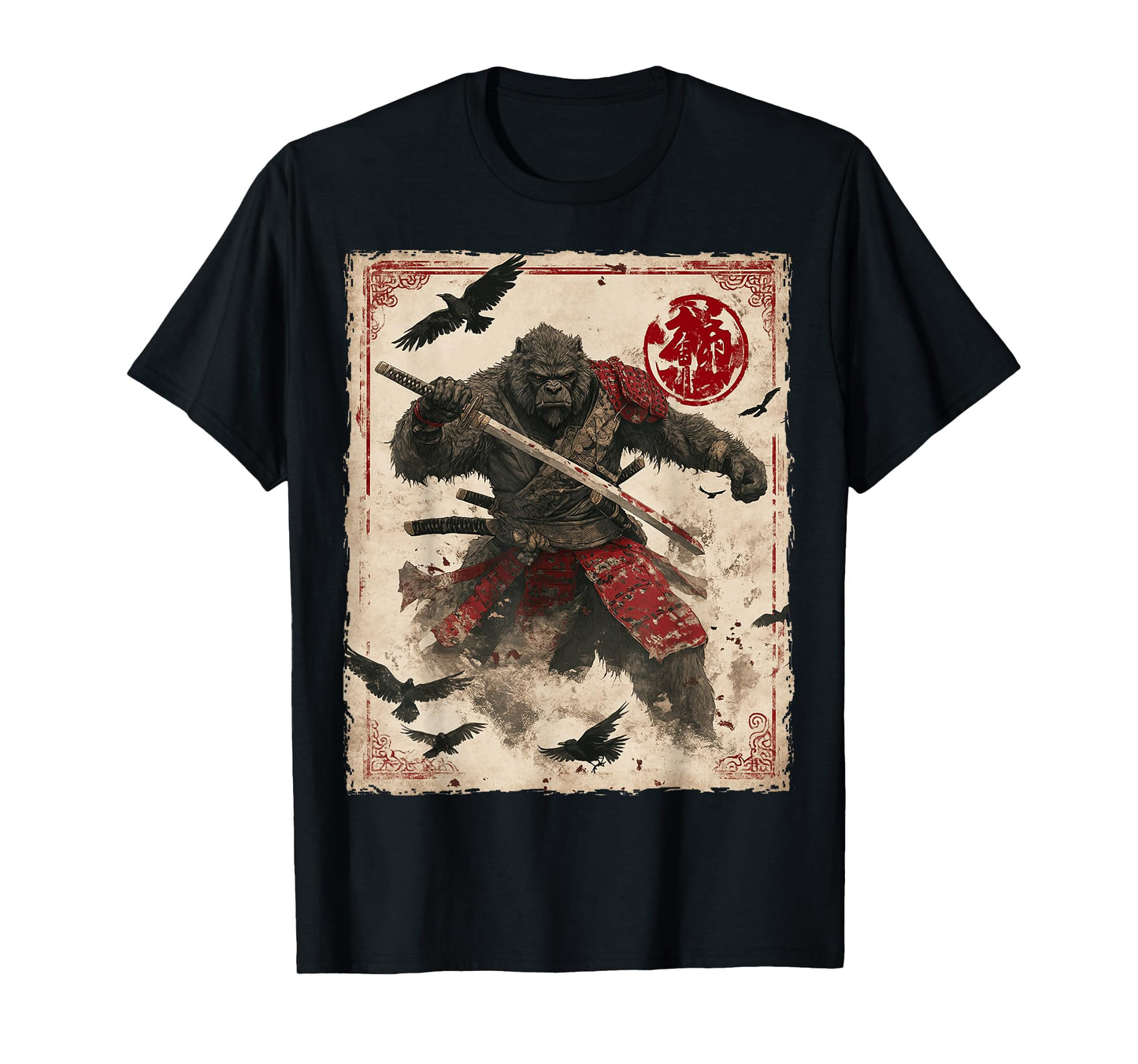Bigfoot Sasquatch Samurai Graphic Japanese Warrior Anime T-Shirt