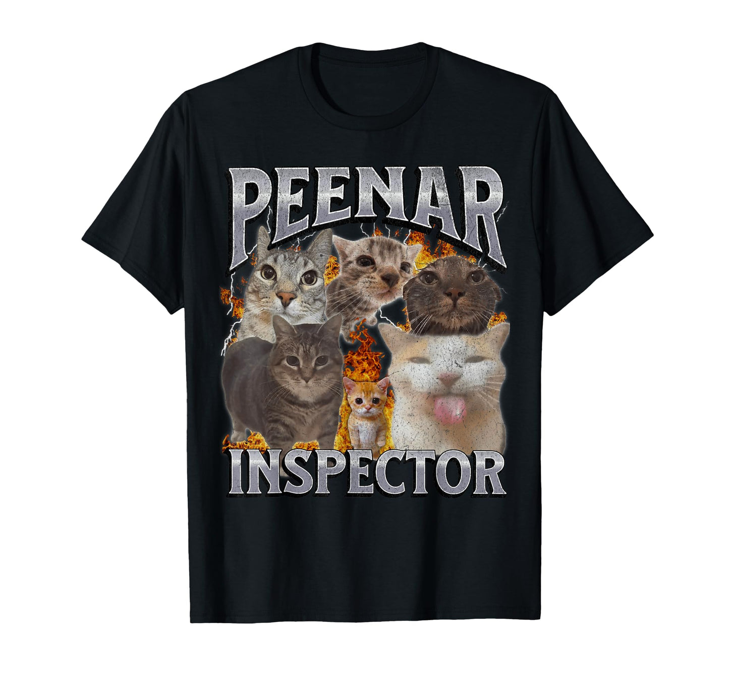 Peenar Inspector Funny Offensive Cat Meme Bootleg Graphic T-Shirt