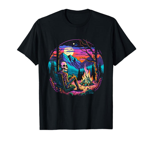 Skeleton Camping Halloween Costume Bones Camp Camper T-Shirt
