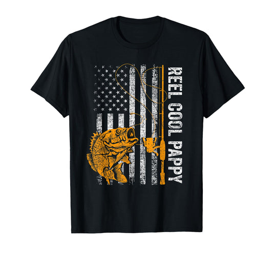 Reel Cool Pappy American Flag Fishing Fathers Day Men T-Shirt