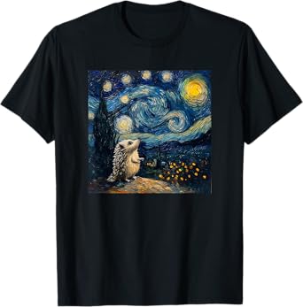 Cute Van Gogh Hedgehog Starry Night Funny Women & Men T-Shirt