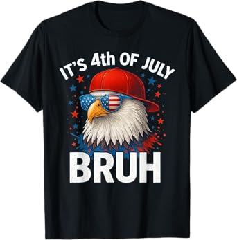 American Flag Bald Eagle Patriotic Eagle 4th of July Bruh T-Shirt