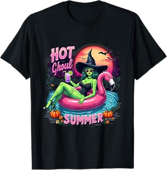 Funny HOT GHOUL SUMMER Summerween Vibes Skeleton Ice Cream T-Shirt