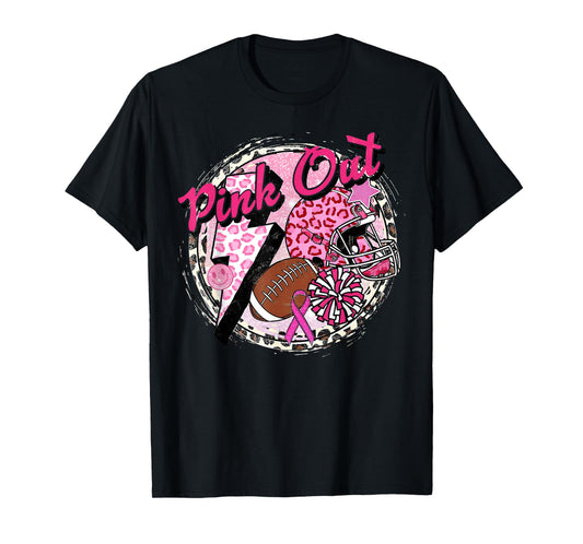 Pink Out American Football Warrior Breast Cancer Awareness T-Shirt