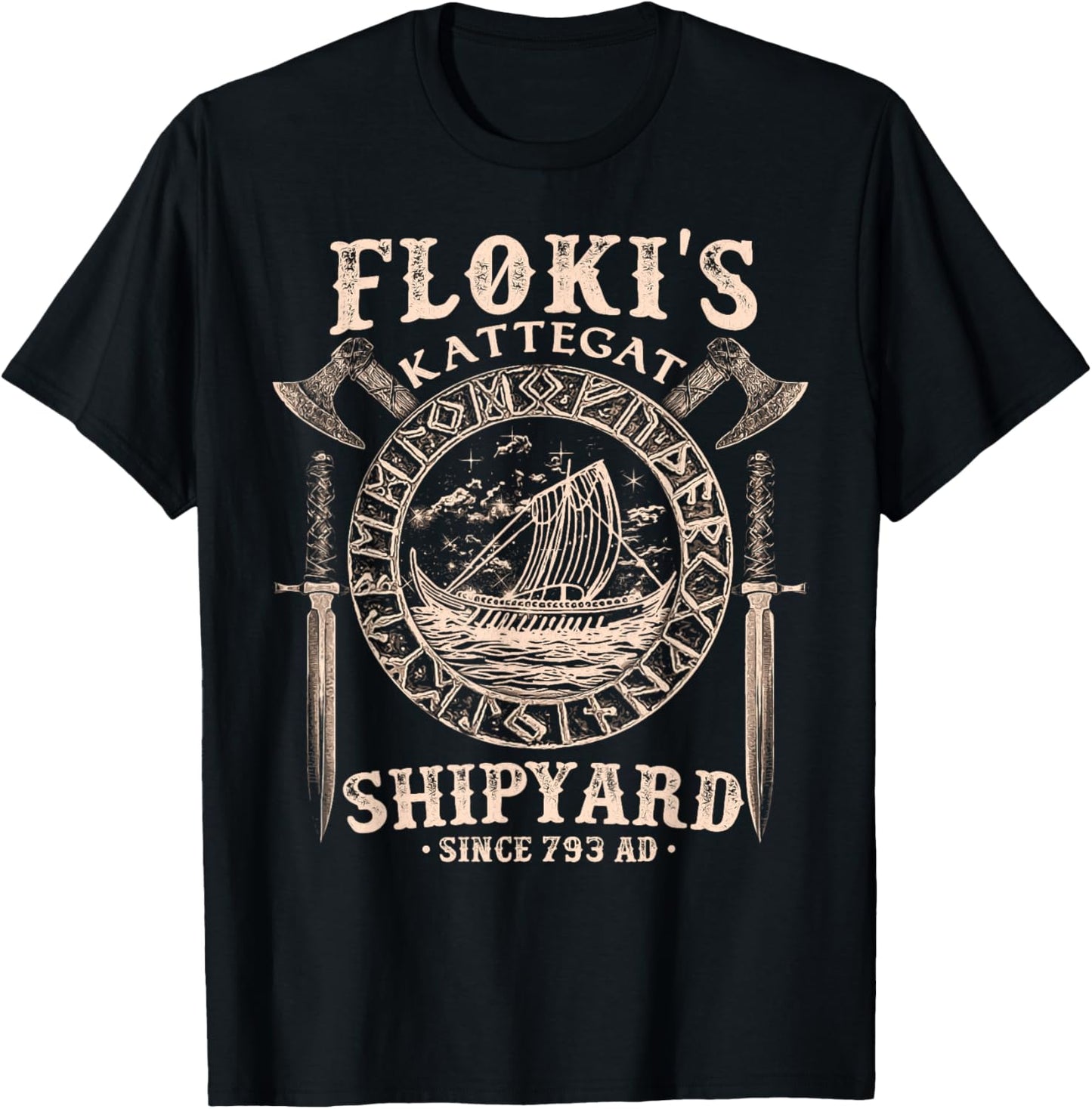 Flokis Shipyard Kattegat Viking Ship and Sword T-Shirt Gift T-Shirt
