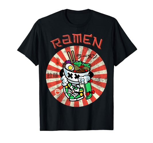 Cute Ramen Skater Tee Kawaii Anime Skateboard Lover Teens T-Shirt