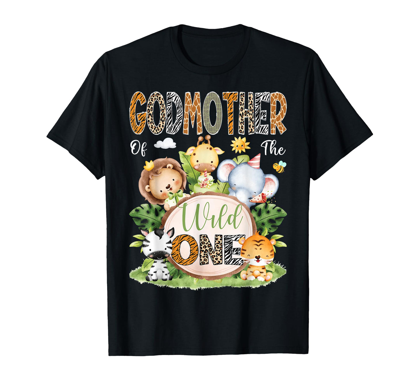 GodMother Of The Wild One 1St Birthday Kids Safari Jungle T-Shirt