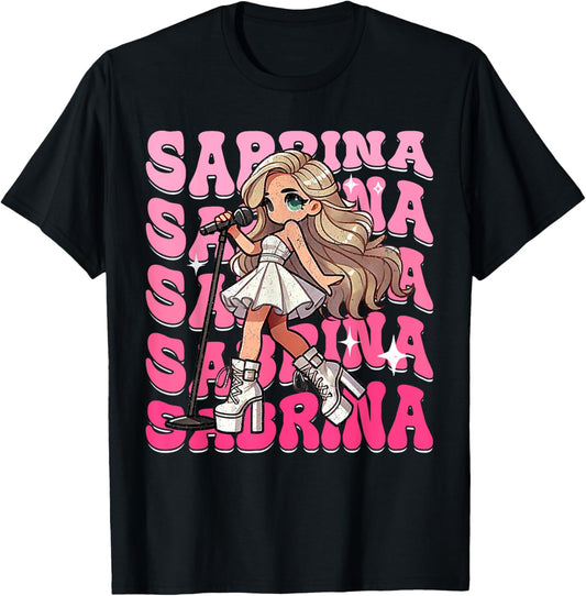 Chibi Personalized Name I Love Sabrina Groovy Birthday T-Shirt