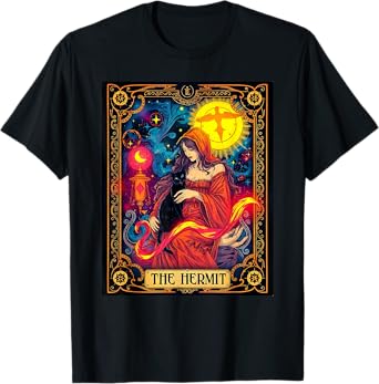 "The Hermit" Tarot Card Witchcore Cat Design T-Shirt