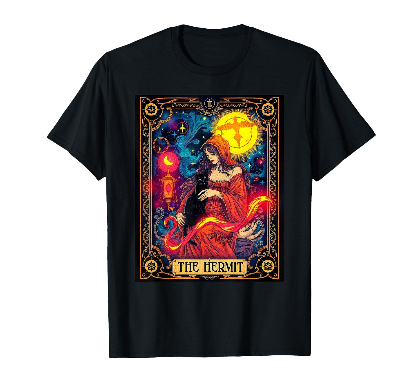 "The Hermit" Tarot Card Witchcore Cat Design T-Shirt