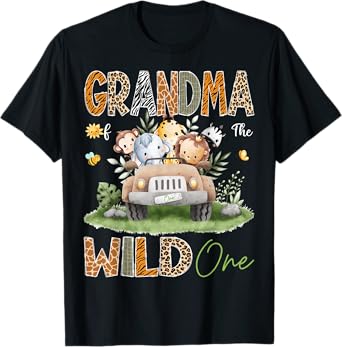 Grandma of the Wild One 1St Birthday Safari Animals Truck T-Shirt