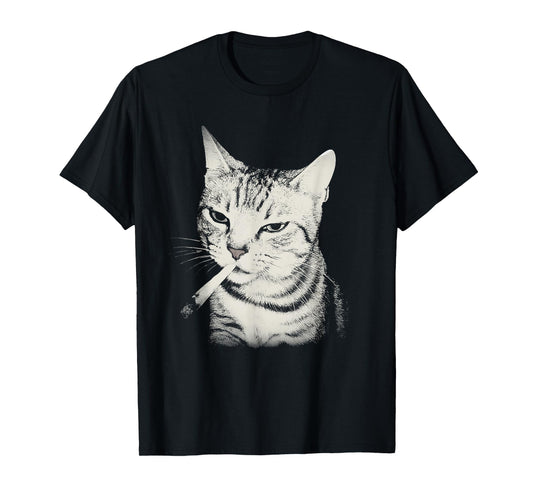 Smoking Cat Cigarette Kitten Funny Meme Stupid Brainrot T-Shirt