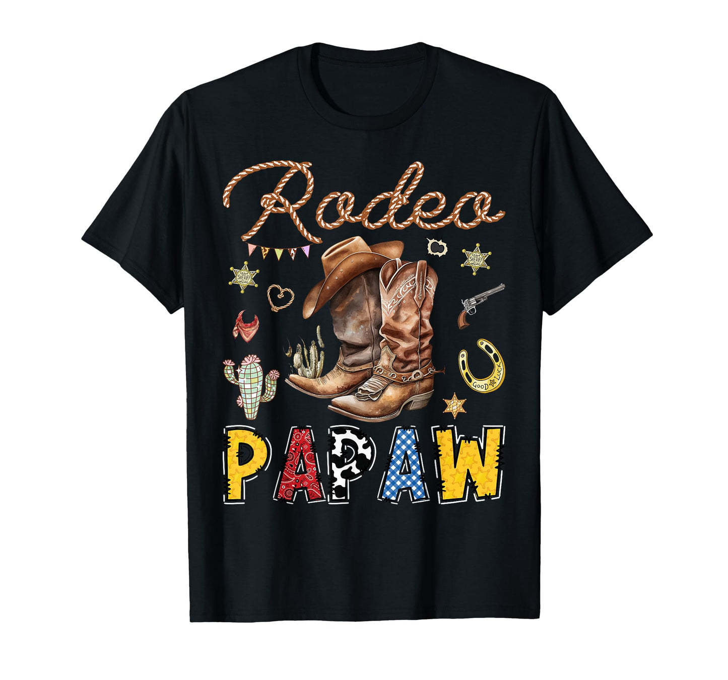 Rodeo Papaw Western Cowboy Birthday Matching Family T-Shirt