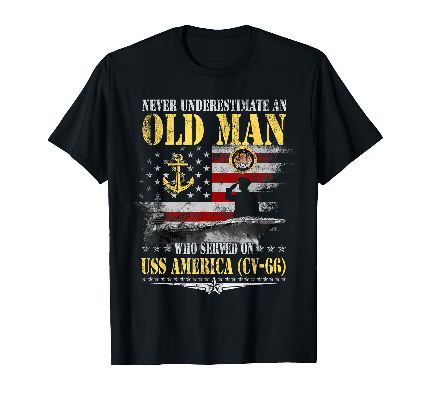 USS America CV-66 Veteran Patriotic Dad Papa Grandpa Old Man T-Shirt