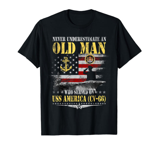 USS America CV-66 Veteran Patriotic Dad Papa Grandpa Old Man T-Shirt