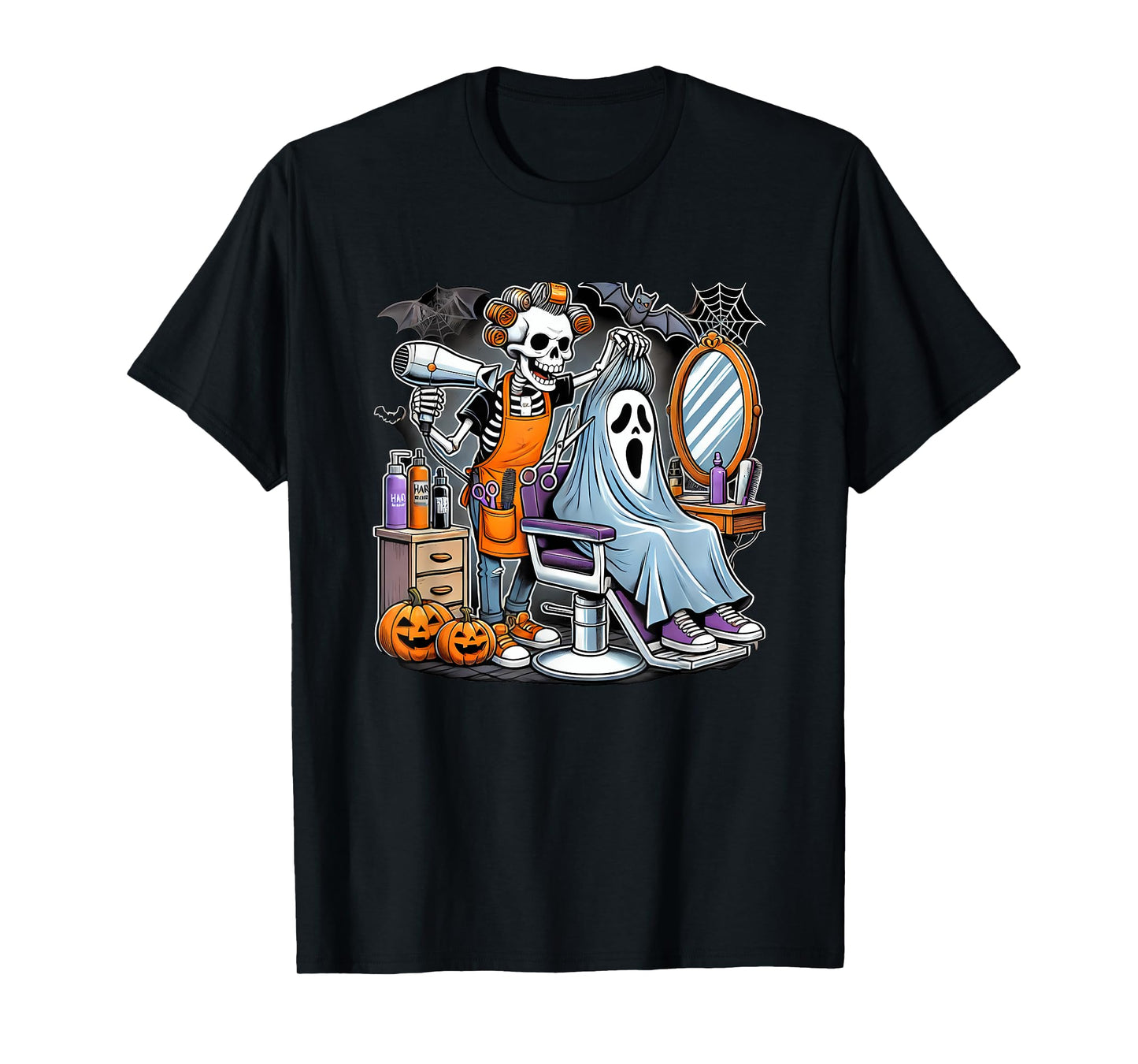 Halloween Skeleton Hairdresser Hairstylist T-Shirt