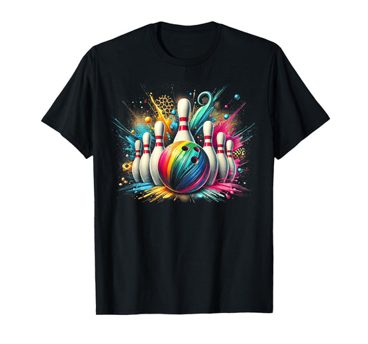 Colorful Bowling Game Day Bowling Flames Ball T-Shirt