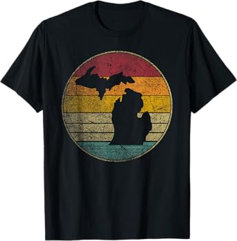 Michigan Vintage Distressed Retro Style Silhouette State T-Shirt