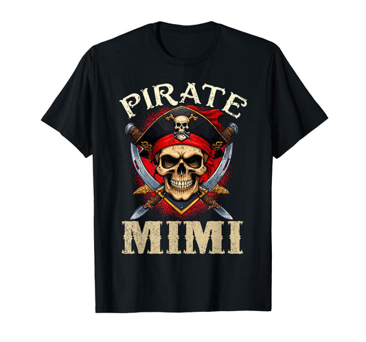 Pirate Mimi Skull Jolly Roger Halloween Pirate Family T-Shirt