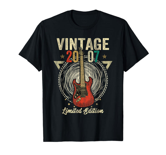 Vintage Made In 2007 Limited Edition 18th Birthday Guitar T-Shirt