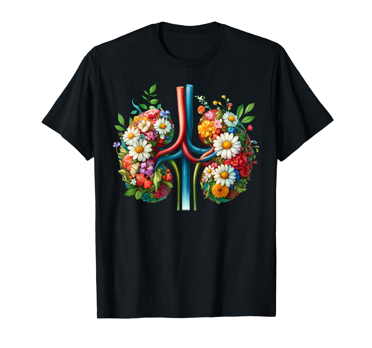 Floral Kidneys Anatomy Medical Art Flower Kidney Surgery T-Shirt