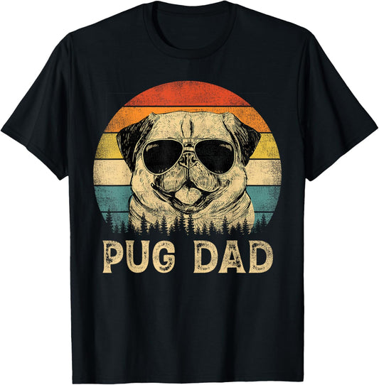 Vintage Pug Dad Dog Lovers Father's Day Tee T-Shirt