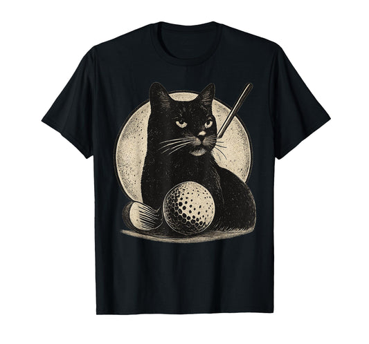 Vintage Cat Golf graphic Tee Funny Golfer Cat dad T-Shirt