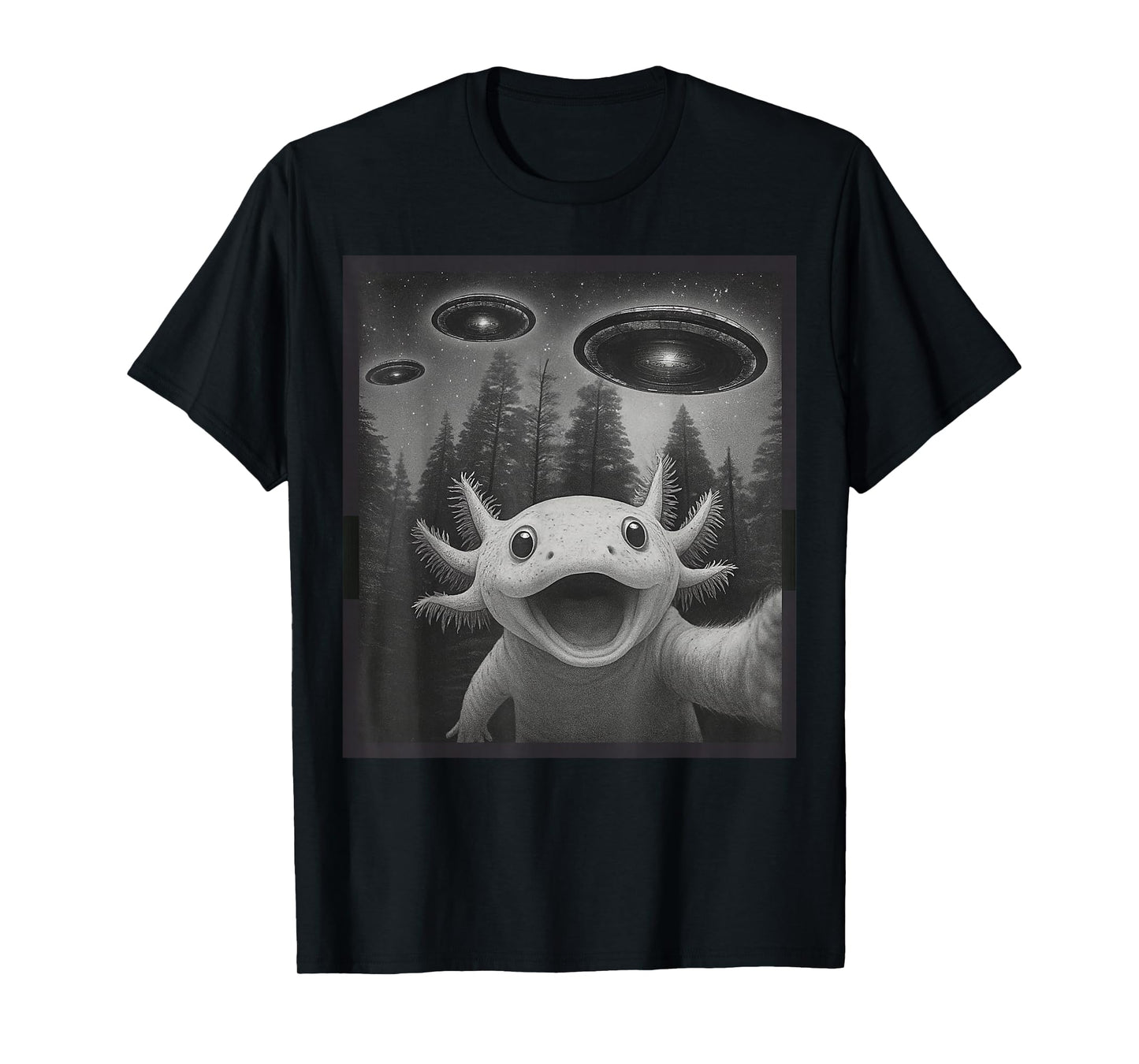 Funny Axolotl Selfie Alien UFO Gifts for Men Women Boy Kid T-Shirt
