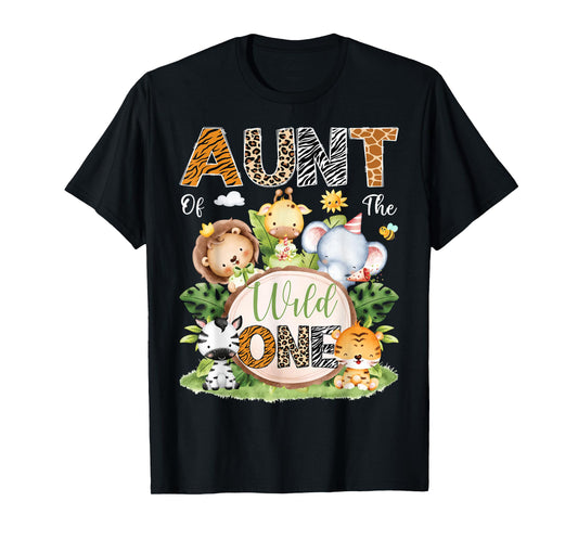 Aunt Of The Wild One 1St Birthday Kids Safari Jungle T-Shirt