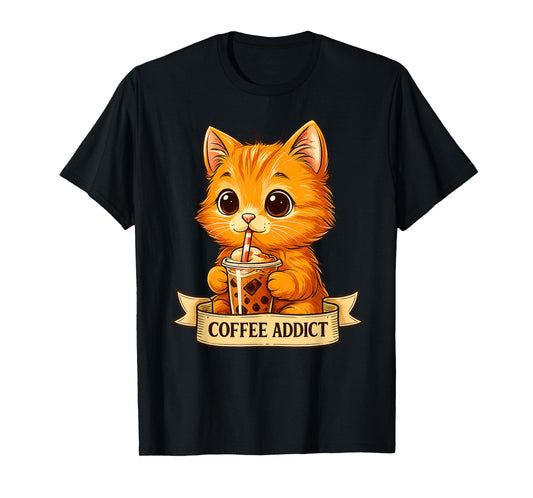 Cute Cat Drink Coffee Funny Kitten Gifts for Men Women Kid T-Shirt