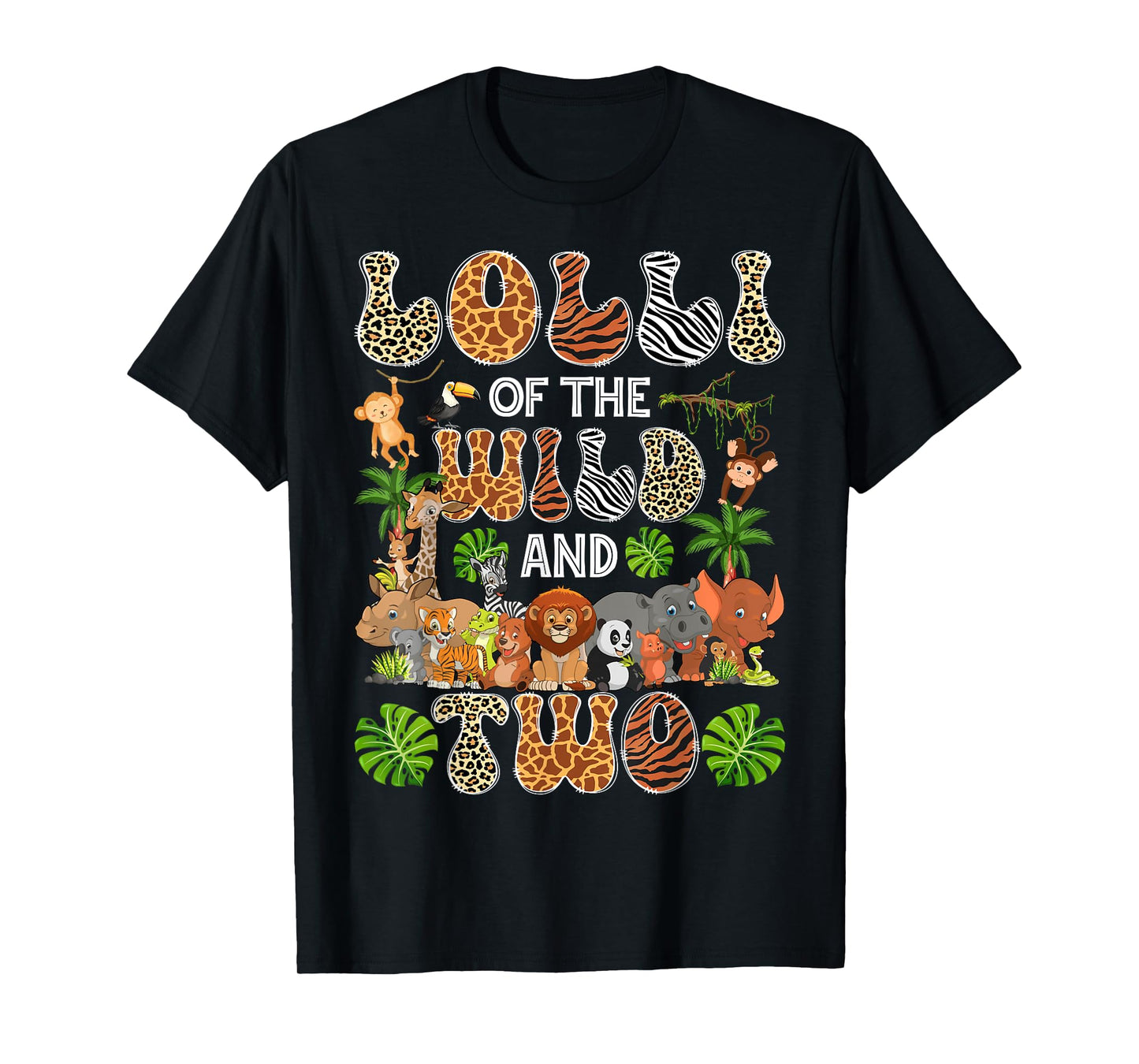 Lolli Of The Wild And Two 2Nd Birthday Boy Safari Jungle T-Shirt