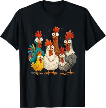 Crazy Chicken Art Gift for Men Women Kids Boys Family Fans T-Shirt