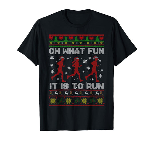 Oh What Fun It Is To Run Xmas Santa Runner Running Sweater T-Shirt