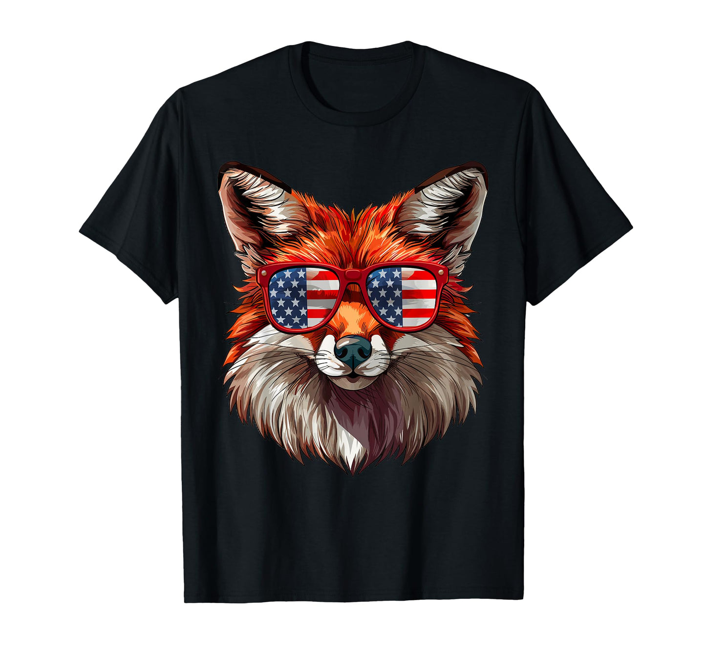 Foxy American Flag Funny Foxy Lovers Mom Dad 4th of July T-Shirt