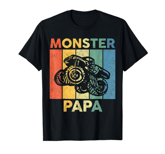 Monster Truck Retro Sunset Matching Family Store Papa Monster Truck Are My Jam Truck Lovers T-Shirt