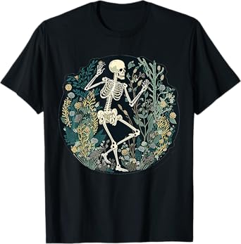 Cute Cottagecore Floral Skeleton Aesthetic Women Graphic T-Shirt