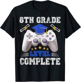 8th Grade Level Complete Gamer Class Of 2025 Graduation T-Shirt