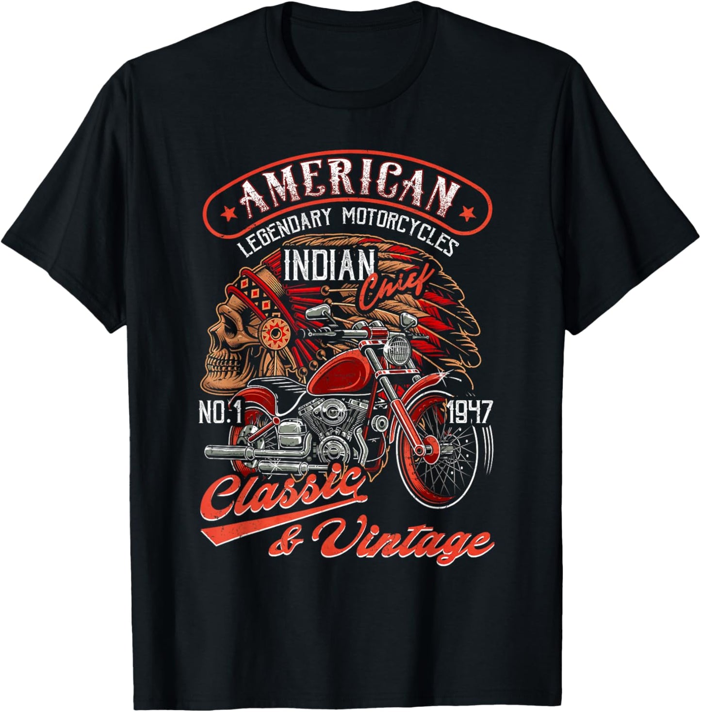 Funny Retro Vintage American Motorcycle Indian for Old Biker T-Shirt