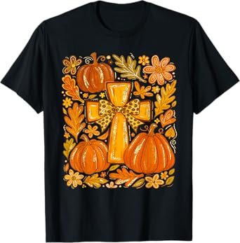 Cute Fall For Jesus He Never Leaves Christian Autumn Pumpkin T-Shirt