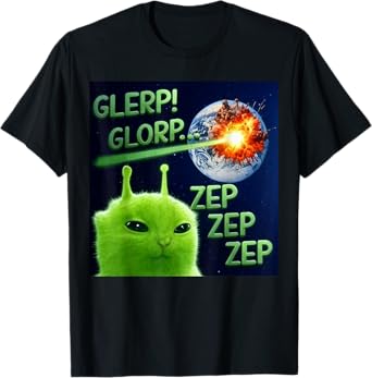 Alien Cat Zep Zep Funny Space Meme for girls women boys men T-Shirt