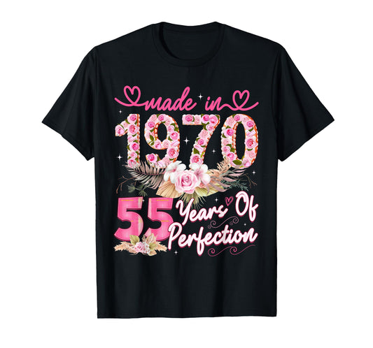 Made in 1970 55th Birthday 55 Year Old Floral Perfection T-Shirt