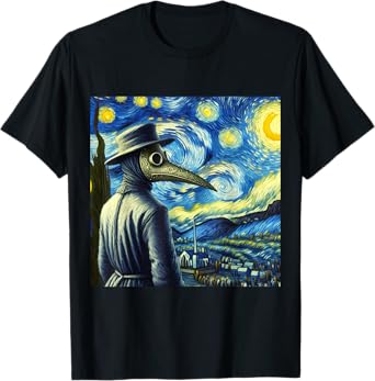 Funny Van Gogh Starry Night Artist Plague Doctor Mask T-Shirt