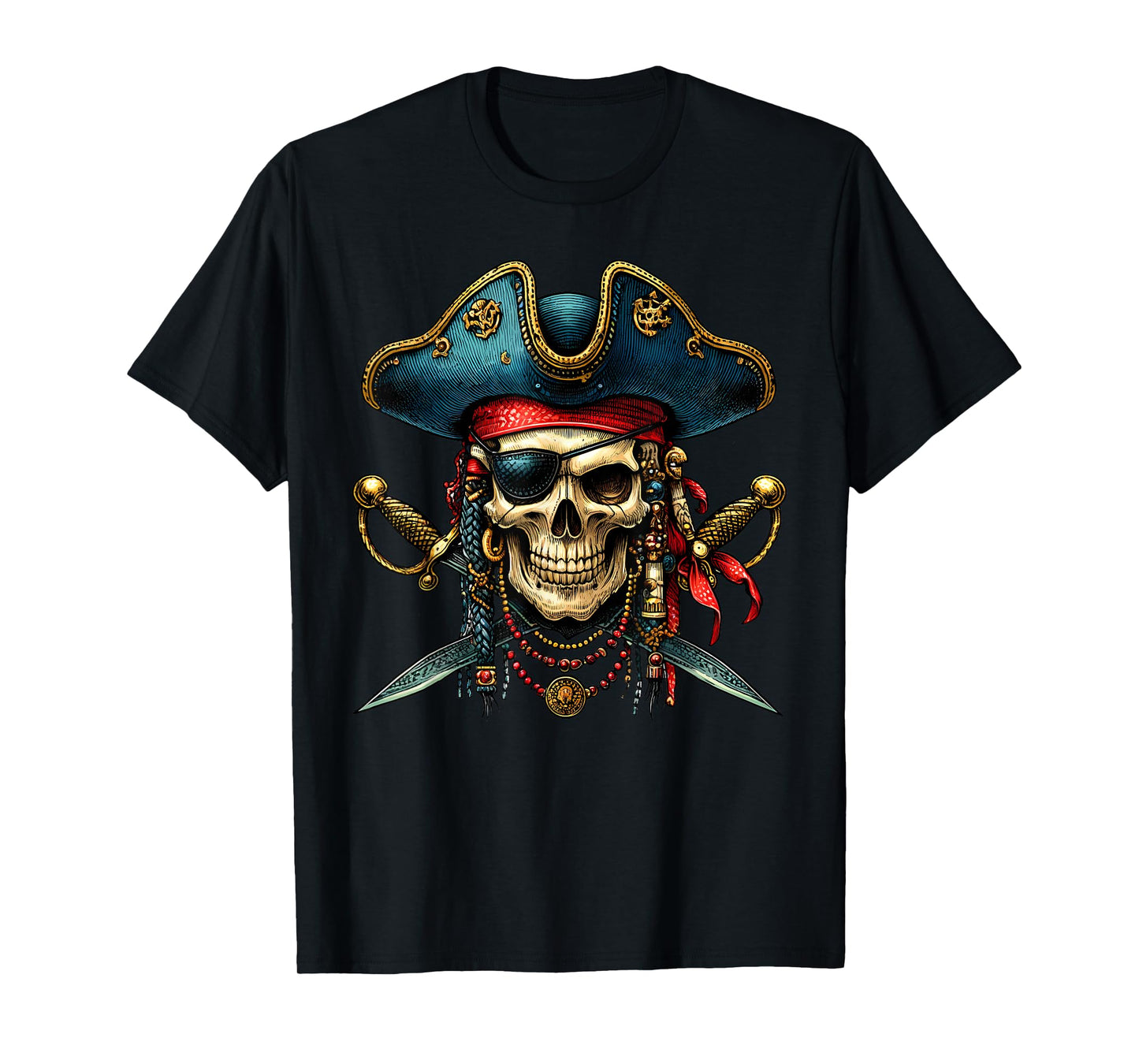 Pirate Skull Halloween Costume Men Women Boys Girls Teens T-Shirt