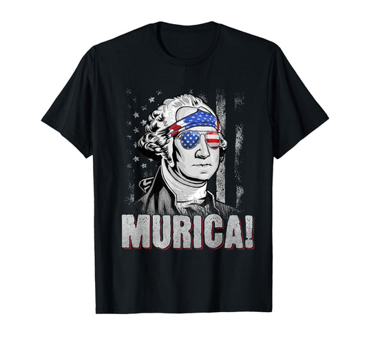 American Flag Murica Patriotic 4th of July George Washington T-Shirt for Women Kids Men