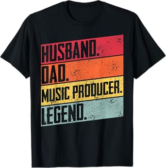 Mens Proud Music Producer Husband Dad Retro Music Father Day T-Shirt