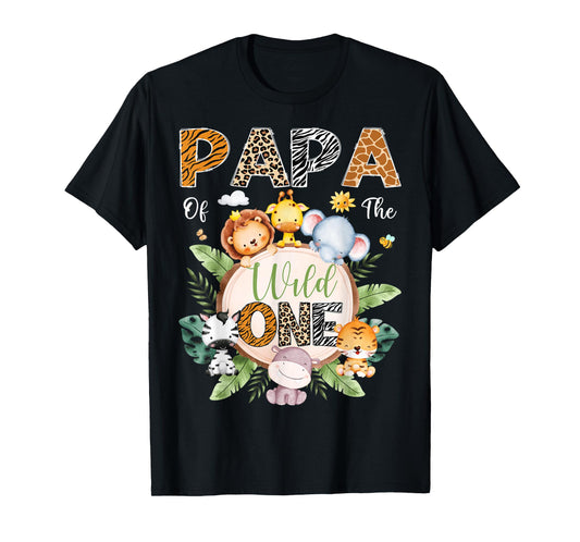 Papa Of The Wild One 1St Birthday Safari Jungle Animal T-Shirt