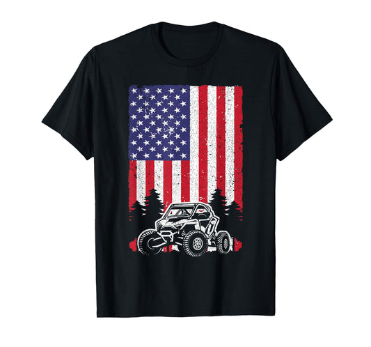 SxS For Men Women Offroad Mud Riding 4th Of July US Flag T-Shirt