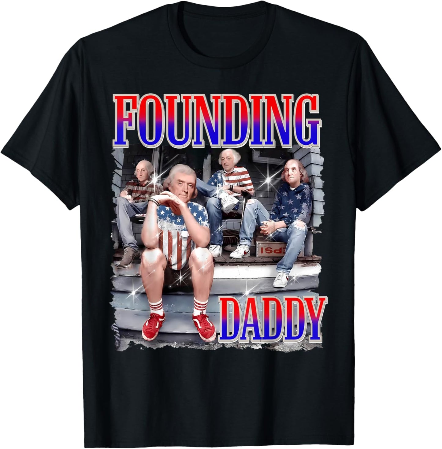 Mens 4th of July Shirt Founding Daddy George Washington 1776 T-Shirt