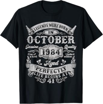 Legends Were Born In October 1984 Vintage 41st Birthday Men T-Shirt